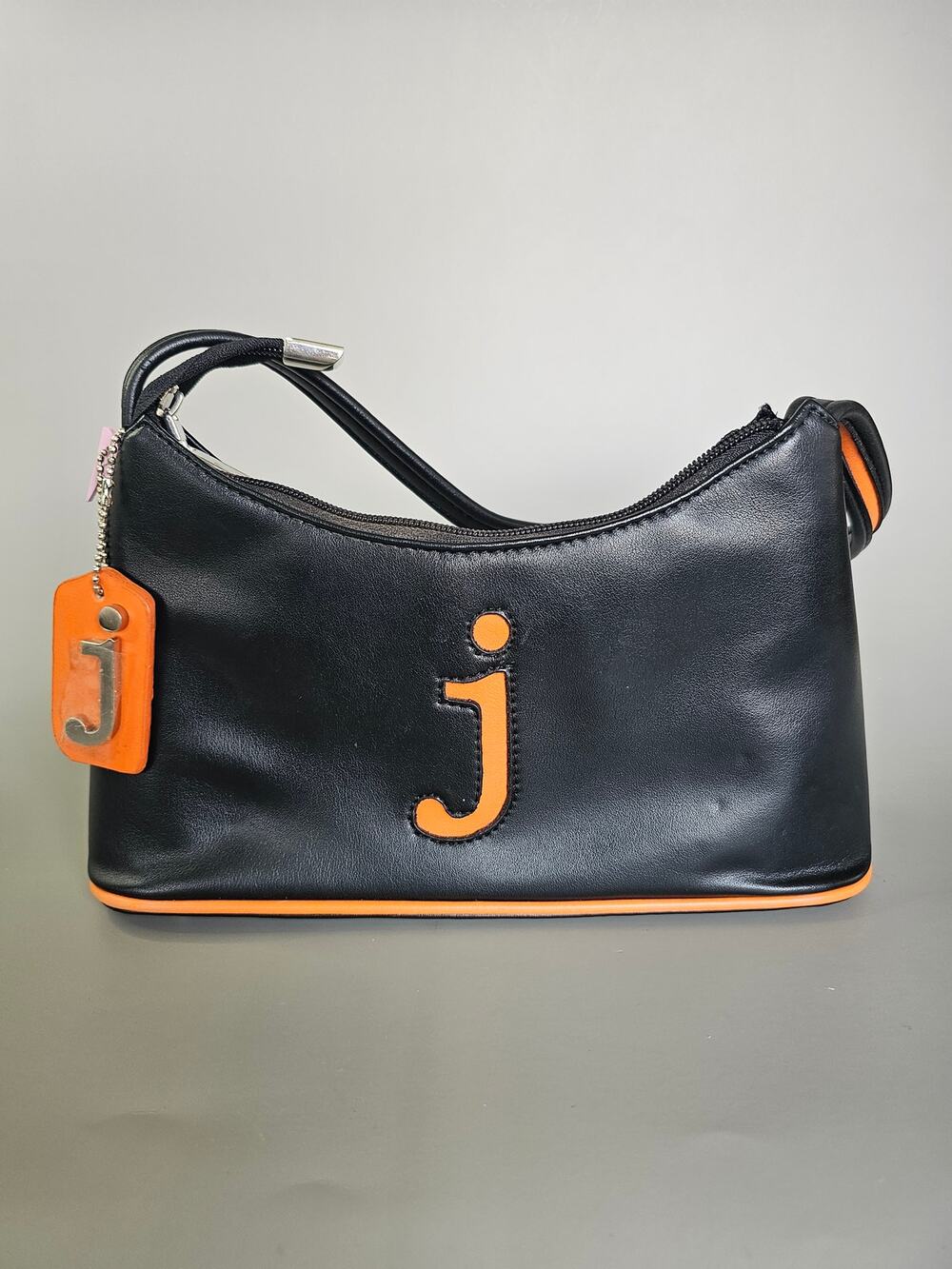 Vtg Y2K Black Orange Logo Baguette Shoulder Bag NOS - JAM by Jana Feifer